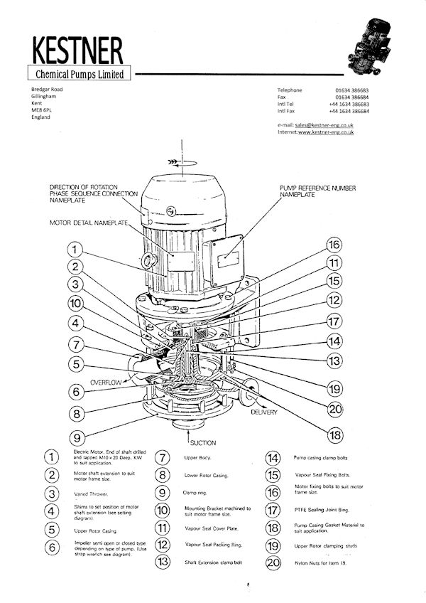 MJ pump spares identification chart